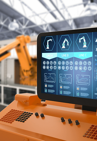 A computer screen displaying a robot on a monitor, part of a robotics dashboard