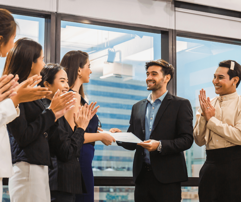 man receiving certificate